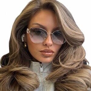 New! Salvatore Ferragamo SF296SR 772 Silver Cat Eye Metal Frame, Authentic